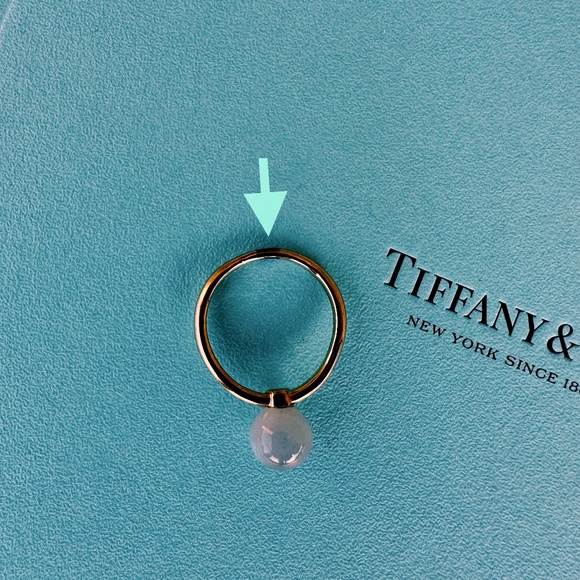 Tiffany & Co Rose Gold Hardwear Ball Moonstone Ring, sz 5.75 - Picture 7 of 9